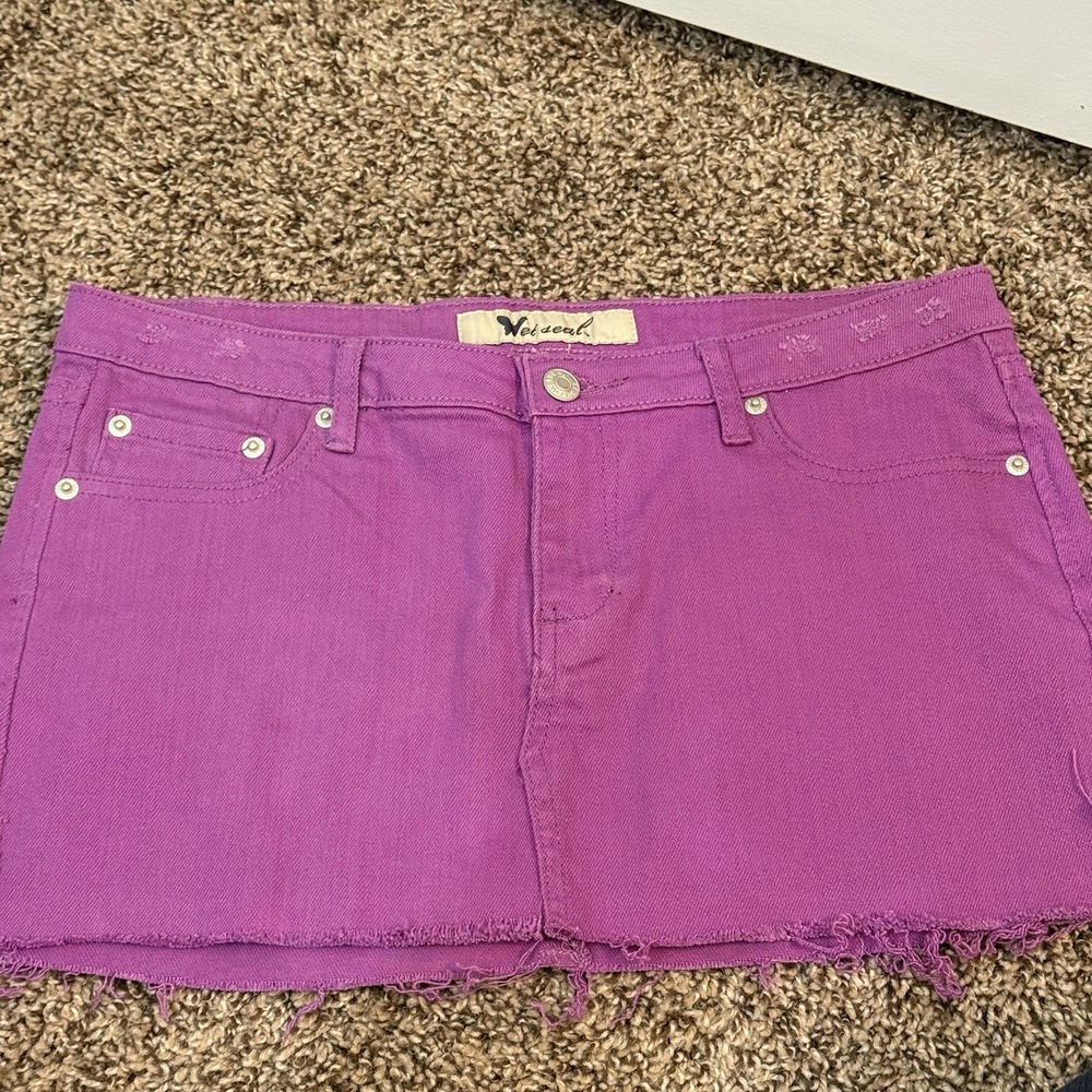 Rare‎ Wet Seal Y2K Mini Purple Denim Skirt Size 7